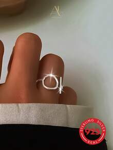 1pc Niche Minimalist Elegant Unique 925 Sterling Silver Geometric Round Open Band Ring For Women, Vacation Party Banquet, Plain Streamlined Design, Fresh Versatile, Suitable For Beach Vacation And Workplace Outfits, Minimalist Niche Style Perfect For Daily Small Gifts - Silver - View 2