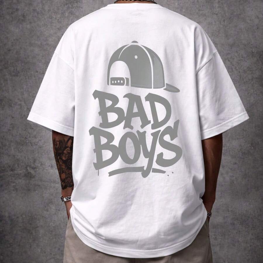Camiseta Oversized Boné Badboyy Club Street Unissex Ref5032 - Branco - Visão 1