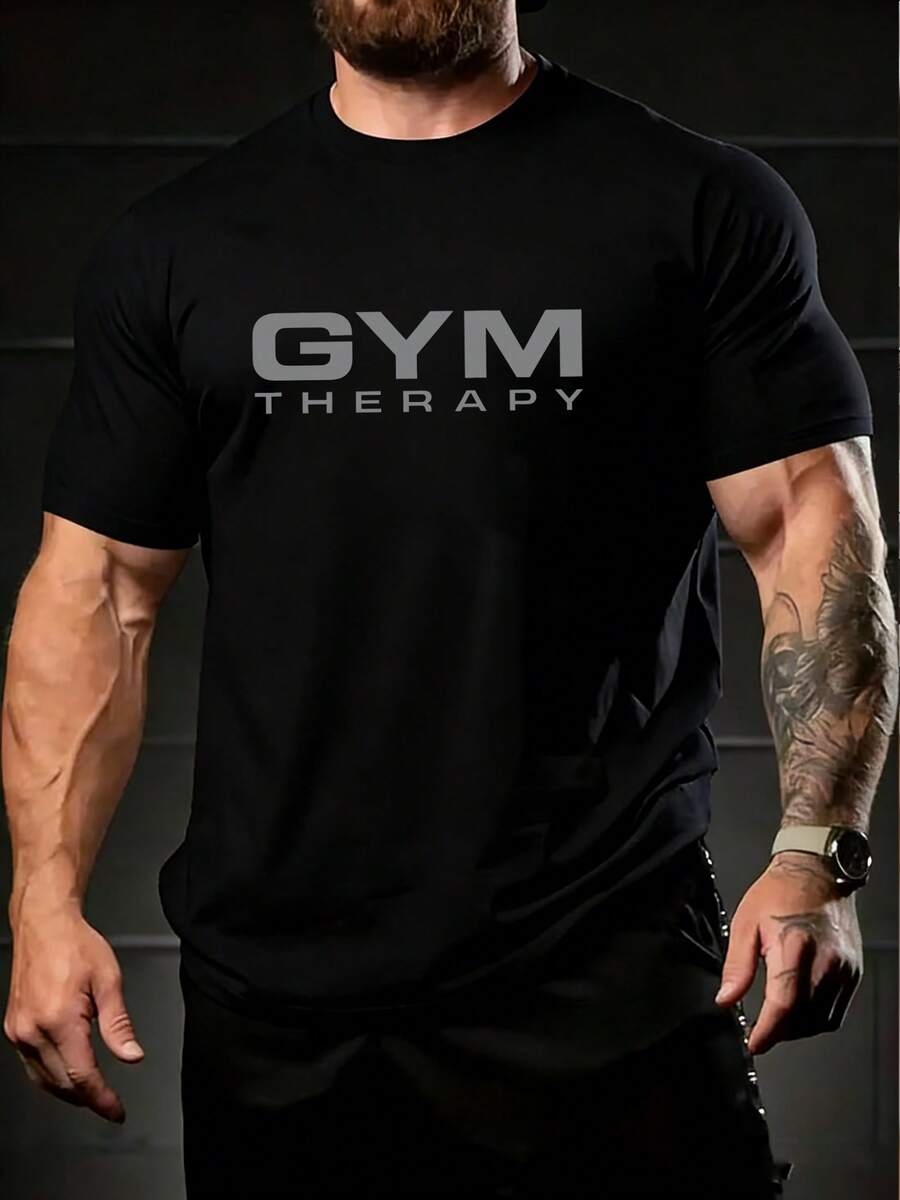 The "GYM Relax" Adult Summer T-Shirt Is A Casual Sportswear Item Specially Designed For Fitness Enthusiasts. Featuring The Eye-Catching "GYM" Inscription Combined With The Slogan - 黑色 - 查看 1