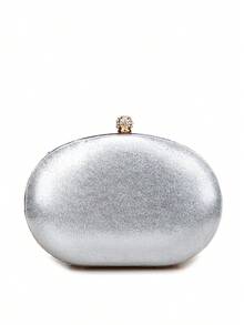 Bolso de mano de noche con strass de acrílico para y boda, bolso de hombro con cadena popular adornado con strass - Beis - Ver 3