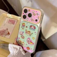 GUCADI Transparent Gold-Plated Rose Green Fresh Color Phone Case, Compatible With Apple 17 Pro Max, 16, Transparent 14, Full Coverage 15, Suitable For 17, Cartoon Gold-Plated Girl, Creative, Geometric, Cartoon Style, Fresh Minimalist, Color Block, Niche, Style - Green - View 12