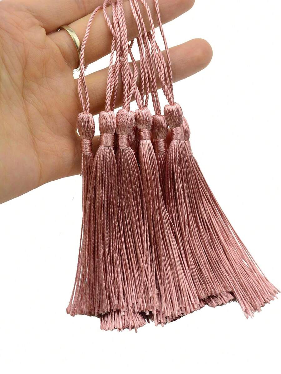 20/50/100pcs 13cm/5inch Silky Thread Bookmarks With Tassels, 2inch Rope Loop And Small Chinese Knot, Suitable For Jewelry Making, Souvenirs, Bookmarks, DIY Craft Accessories - 13cm Lotus Root Starch - View 1