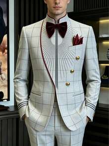 Fashionable Men's Single Piece Stand Up Collar Jacket  Waist Cinching And Slim Fit Design, Suitable For Parties And Weddings - 灰色 - 查看 2