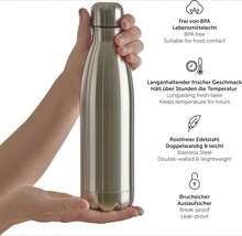 1000ml Edelstahl Wasserflasche, auslaufsichere doppelwandige vakuumisolierte Flasche, isolierter Becher für heiße & kalte Getränke, rostbeständige Flasche, weiß - marineblau - Übersicht 3