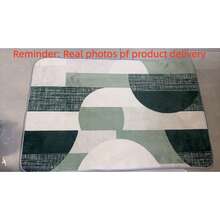 1 buah Karpet Motif Abstrak Setengah Lingkaran Geometris Bertekstur Warna Hijau Sage, Krem, Beige, Alas Persegi Panjang Flanel Lembut, Alas Anti Selip Serat Poliester, Menyerap Air Cepat Kering, Dapat Dicuci dengan Mesin, Cocok untuk Lorong, Kamar Mandi, Kamar Tidur, Dapur, Gaya Minimalis Modern, Penggunaan Sepanjang Musim - 1PC - View 6