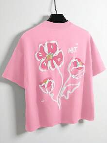 Manfinity Short-Sleeved T-Shirt With Embossed Floral Print, Urban Style. Suitable For - Blue and White - View 1