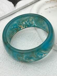 Geometric Square Asymmetrical Transparent Resin Bangle, Alloy Bracelet Women's Jewelry - Multicolor D - View 6