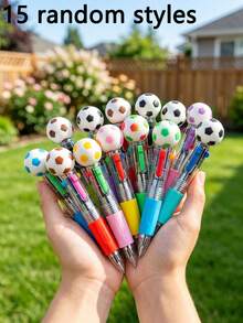 Bolígrafo de 4 colores con diseño de fútbol, un bolígrafo con múltiples colores, cambio de color conveniente y suave. Diseño vibrante y llamativo, adecuado para notas de clase, anotaciones en planificador. Compacto y portátil. - Multicolor - Ver 8