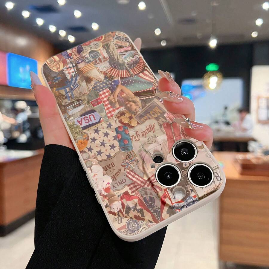 Las fundas para teléfono con diseño retro de estilo mexicano-americano son compatibles con , Apple, VIVO, OPPO, , Transsion, , y Honor. Fabricadas en silicona TPU, ofrecen protección contra golpes y caídas. - Blanco - Ver 1