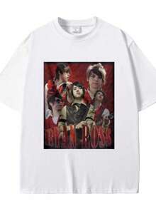 Playeras de mujer Ryan Ross con estampado gráfico, camiseta gótica de rock para hombre, de manga corta, estilo oversize, camiseta de moda masculina. - Blanco - Ver 1