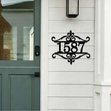 3 Sizes Available! Custom Vintage Scroll Style House Number Sign - Baroque Style Black House Number & Address Plate - House Number Sign - Black - View 8