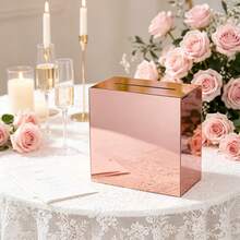 Acrylic Rose Gold Card Slot Box, Thickened DIY Wedding Box (Blank Without Pattern), Suitable For Banquet Decoration, Fundraising Box, Voting, Graduation Anniversary, Party Gifts - Rose Gold - View 5