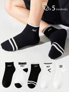 5 Pairs Men's Cotton Socks, Short Socks, Men's Socks, Cute Socks, Autumn/Winter/Spring/Summer Socks, Breathable Details, Moisture-Wicking, Soft And Smooth, Suitable For Various Holidays, Sports, Casual, Business And Other Daily Wear, All Seasons Wear, Random Color Combination. - Multicolor - View 3