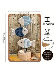 2D Flat 2D Flat, Vintage Wooden Wall Art - Ocean Blue Fish School On 3D, 2D Wooden Painting, For Home, Bar, Cafe Decor - St. Patrick's Day, Christmas, Easter, Valentine's Day, Thanksgiving Decor, Wooden Wall Art Decor|Decorative Fish Design|Durable Wall Art, Fish Decor, 2D Flat, Bedroom Decor, Yard Decor, Exquisite Gift For Family, Friends, Neighbors, Suitable For All Holidays, Decorative Sign & Plaque - 1PC - View 3