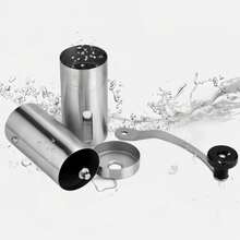 Office Small Coffee Bean Grinder, Space Saving Hand Crank Adjustable Grind Mill, Practical Manual Coffee Crusher For Workplace Daily Fresh Coffee Brewing & Small Coffee Bar Use - Silver - View 2