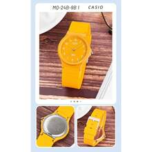 Reloj Minimalista Casio Amarillo Brillante Estilo Preppy, Correa de Resina Elástica Resistente al Agua 30M Esfera de unicolor Accesorio para Atuendo Diario - Unitalla - Ver 3