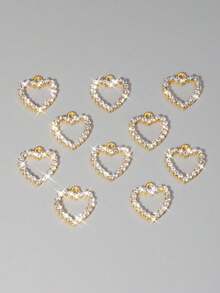 10pcs Heart Design DIY Jewelry Pendant - Yellow Gold - View 4