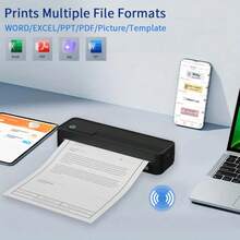 ORICO A41 Impresora portátil mini sin tinta, impresora de documentos A4, ligera y compacta con conectividad inalámbrica y USB, compatible con papel térmico A4 y papel térmico carta de EE. UU., admite impresión de documentos PDF Excel Word, adecuada para tareas escolares, oficina, viajes, con opciones de máquina, papel y bolsa de almacenamiento - Multicolor - Ver 7