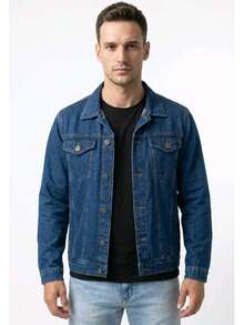 Men's Denim Jacket With Pockets And Buttons - Lisa oscura - Ver 1