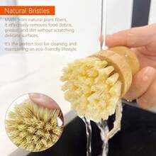 2pcs Wooden Dish Scrub Brushes For Kitchen, -Friendly Cleaning Scrubbers, Natural Sisal Bristles For Dishes And Washing Cast Iron Pans - White - View 4