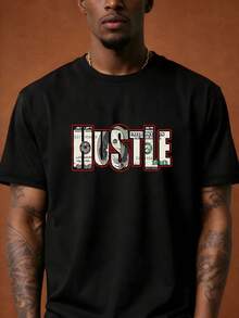 Camiseta HUSTLE Money & Power| Camiseta unisex con estampado de billetes de un dólar, ropa urbana con temática de dinero, manga corta, cuello redondo, atuendo de verano, ropa casual estilo - Blanco - Ver 2