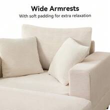 Chaise Longue With Footrest And Storage Space, Lounge Sofa With 3 Cushions For Living Room And Bedroom - 米色 - 查看 9