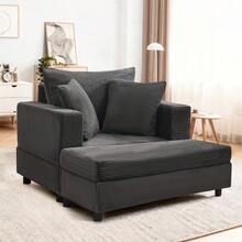 Chaise Longue With Footrest And Storage Space, Lounge Sofa With 3 Cushions For Living Room And Bedroom - 灰色 - 查看 7