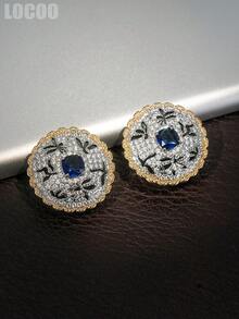 1 Pair Elegant Cubic Zirconia Stud Earrings, Designed For Women, Suitable For Wedding, Engagement, Anniversary Party, Valentine's Day Gift - 1# - View 4