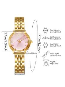 Women's Round Digital Scale Dial Gentle Style Luxury Fashion Quartz Wristwatch, Exquisite Watch For Date Birthday Gift (1pc/Set) Watch Box Not Included - Gold - View 4