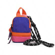 Mini Korean Style Neck Hanging Backpack, Small Coin Purse, Earphone & Key Pouch, Colorblock Glasses Case, Multifunctional Hanging Bag With Long Strap, Waterproof - Multicolor - View 15