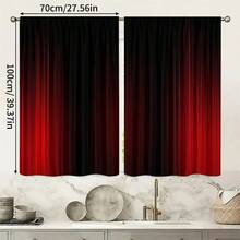 2pcs Modern Black And Red Color Block Curtains - Stylish Grommet Top Design, Sheer Curtains, Machine Washable Polyester, Suitable For Living Room, Bedroom, Kitchen, Curtain, Sheer - Multicolor - View 15