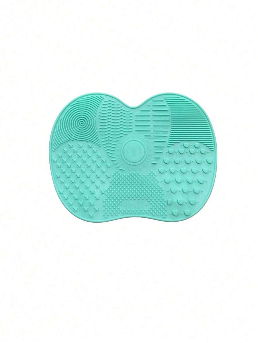 Silicone Makeup Brush Cleaning Mat With Suction Cup, Portable Makeup Brush Cleaning Tool, Apple-Shaped Silicone Makeup Brush Cleaning Pad - 薄荷綠 - 1 件 - 查看 1