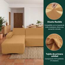 AMOROSA Universal Elastic Sofa Cover For L-Shaped Sofas (2 Pieces) Adjustable Cover For Split And Corner Sofas, Washable Non-Slip Protector For Living Room - Khaki - Khaki - View 3