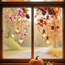 1/4pcs Autumn Harvest Maple Leaves & Branches Window Decals, Double-Sided Visible, Glue-Free PVC Static Cling Glass Stickers, Suitable For Bedroom, Shop Door, Living Room, Thanksgiving And Home Decor - Multicolor - View 4