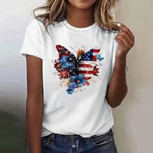 Youyipin Womens Tops American Flag Heart Shirt Women Patriotic T-Shirt 4Th Of July Graphic Tees Shirts Usa Flag Star Stripe Summer Tops For Women - 多色-16 - 查看 2