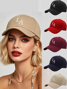 1pc Unisex "LA" Baseball Cap, Adjustable Outdoor Sun Protection Casual Hat, Suitable For Spring/Autumn Travel, Beach Party - Multicolor - View 1