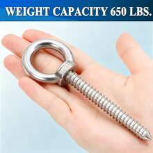 4 Heavy-Duty 304 Stainless Steel Self-Tapping Eye Bolts, Silver Eye Hooks, Metal Ceiling Hooks, M5x80 Thread - Suitable Cork Crafts, Wooden Picture Frame Hanging, Ceiling Hook Installation, Wood Connection And Fastening, And Wire - Silver Stainless Steel 4-piece Pack - View 11