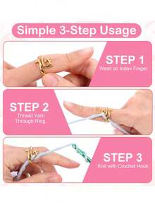 105/1pc Magic Hook & Loop Ring Set, Includes 4 Cat Rings + 100 Marker Clips (Random Color) + 1 Storage Box, Adjustable Hook Tension, Suitable For Crochet, Cat Pattern, Yarn Crochet, With Cat Ear Design Adjustable Yarn Guide Ring, For Handicraft Enthusiasts - Multicolor - View 4