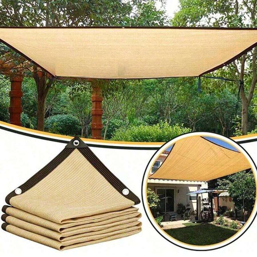2x10m Large Area Shade Cloth Sunshade Fabric 80% Shading Rate With Grommets, Beige Privacy Screen For Gazebo, Patio, Pergola, Outdoor Shade Cover, Shade Sail For Garden, Balcony, Courtyard, Deck, Porch, Multiple Sizes Available, Suitable For Beach Use