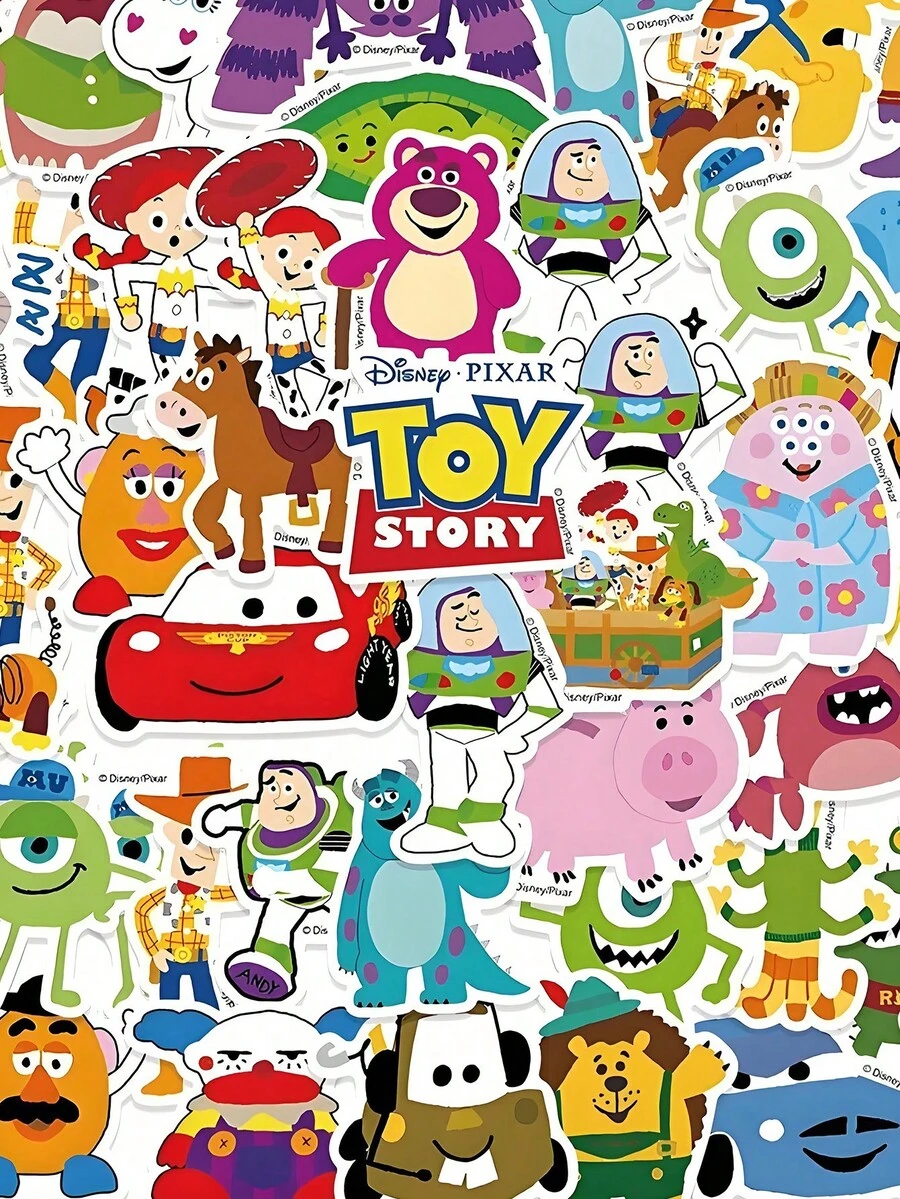 50PCS Disney Officially Licensed To Y Story Character Collection Q Version Cartoon Vinyl Stickers For Mugs Books Luggage Pen Holders Phone Cases For Dad Mom Grandparents Siblings Best Friend Funny Gifts Buzz Light Year Slinky Dog Mr.Potato Head Alien - Multicolor - View 1