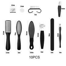 10-In-1 Professional Foot Care Set, Stainless Steel Foot Care Tools, Foot Scrubber For Removing Dead Skin - Black - View 7