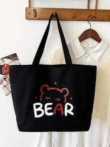Minimalist Printed Canvas Tote Bag - Multicolor - View 6