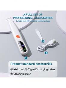 寵物電動剪毛器：專為修剪貓狗毛髮設計，具備低噪音運作與內建 LED 燈。支援 USB 充電，適合修剪寵物爪子、眼周、耳朵、臉部及後臀，電池容量 500mAh - 查看 10