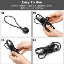 25pcs Heavy Duty Bungee Cords, Tent/Canopy/RV Wind Resistant Fastener, Adjustable Multipurpose Tie Down Straps - 25個黑色 - 查看 2