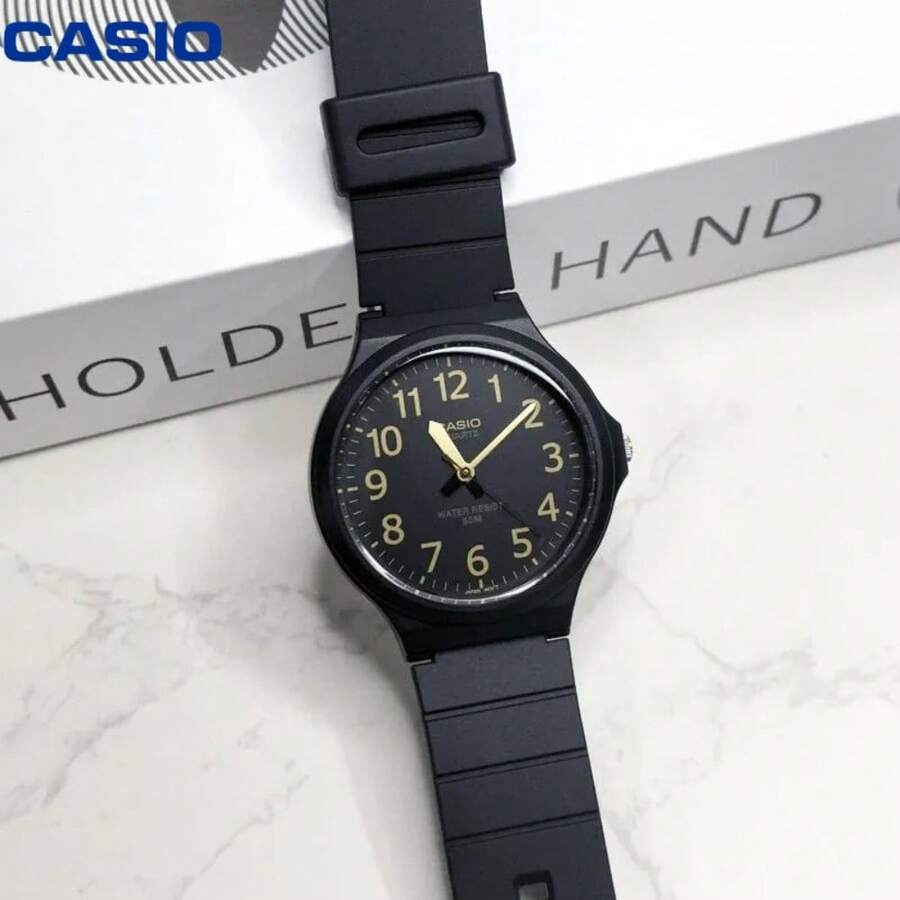 Casio MW-240-1B2 Black Gold Numeral Quartz Watch,Soft Resin Strap 50M Waterproof Minimal Casual Student Daily Unisex Wristwatch - one-size - View 1
