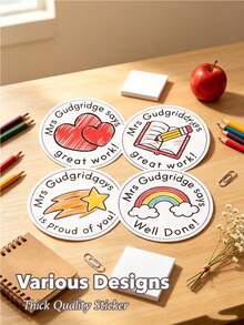 Personalized Back To School Teacher Praise Graffiti Name Stickers, Customized DIY Reward Stickers, Appreciation Decals, Motivational Labels For Birthday Party, Laptop, Suitcase, Computer, Scrapbook, Stationery, Water Bottle, Lunch Box, Glass Cup, Balloon, Toy, Gift - Multicolor - View 3