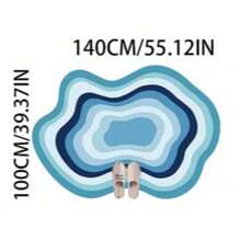1pc Blue & White Ombre Asymmetrical Cloud Pattern Decorative Carpet, Bedroom Decor, Small Rug, Carpet, Home Decor, Living Room Carpet, Living Room Small Rug, Bedroom Rug, Living Room Home Decor, Outdoor Rug, Washable Carpet - Multicolor - View 14