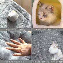 Casa para perros en interior cama plegable y suave rodar de gato cueva cálida con cojín para perros pequeños medianos y grandes S-dentro de 9 libras - Blanco - Ver 4