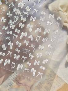 1 Shell Light Ribbon Nail Art Charm Sticker, Modern Minimalist Polka Dot Bow Sticker, Nail Art Sticker Decoration DIY - Multicolor - View 3