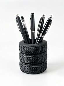 Creative Realistic Tire Shaped Pen Holder Car Enthusiast Desktop Organizer Personalized Fun Storage Container Stationery Office Makeup Brush Display Home Decor Novelty Gift Idea Perfect For Desk Organization And Car Lover Accessories Unique Desk Decoration - Multicolor - View 5